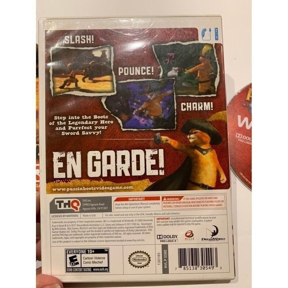 Puss in Boots Nintendo Wii Game CIB THQ DreamWorks Shrek Spin-off RVL P SSBE - Picture 2 of 3